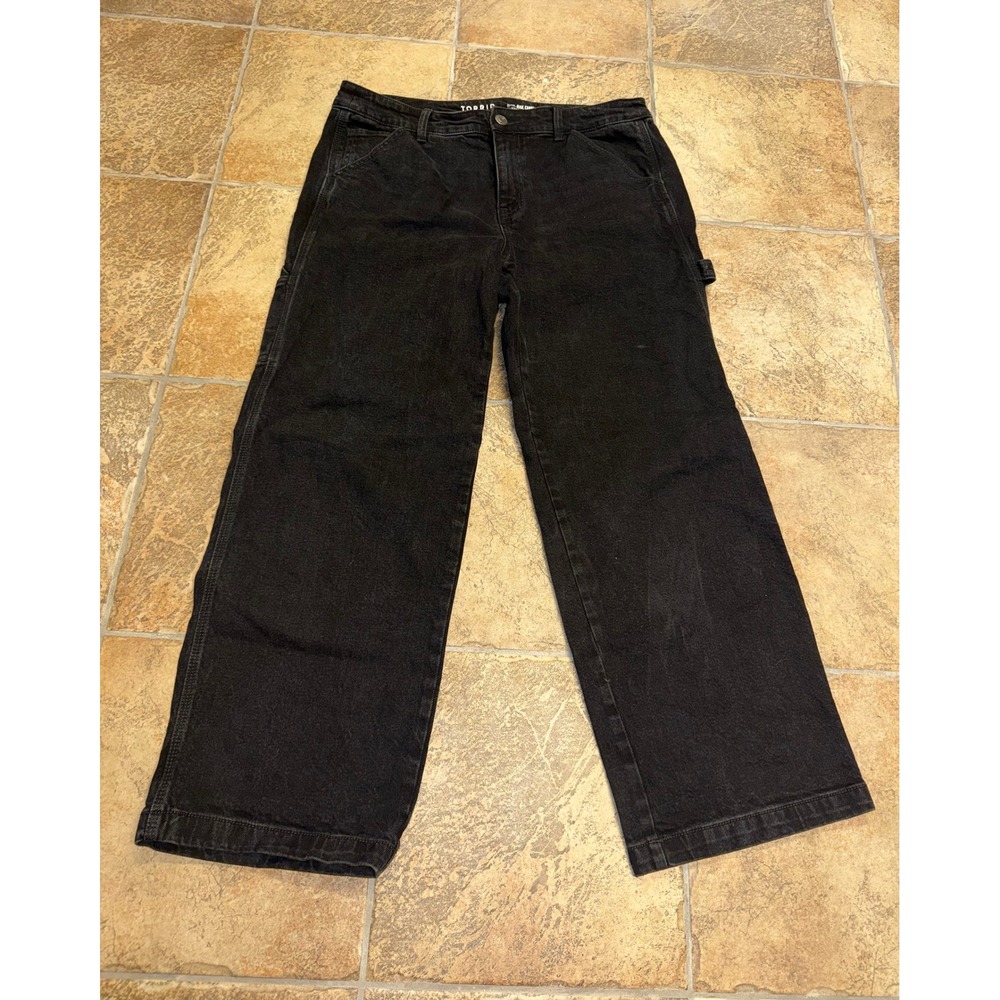 Torrid High Rise Carpenter Classic Denim Wide Leg Black Jeans Plus Size 12R
